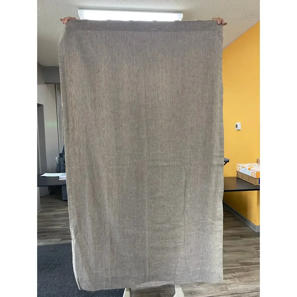 Pottery Barn Emery Linen Curtain Panel 3in1 Flax/Taupe 50x84 Light Filtering